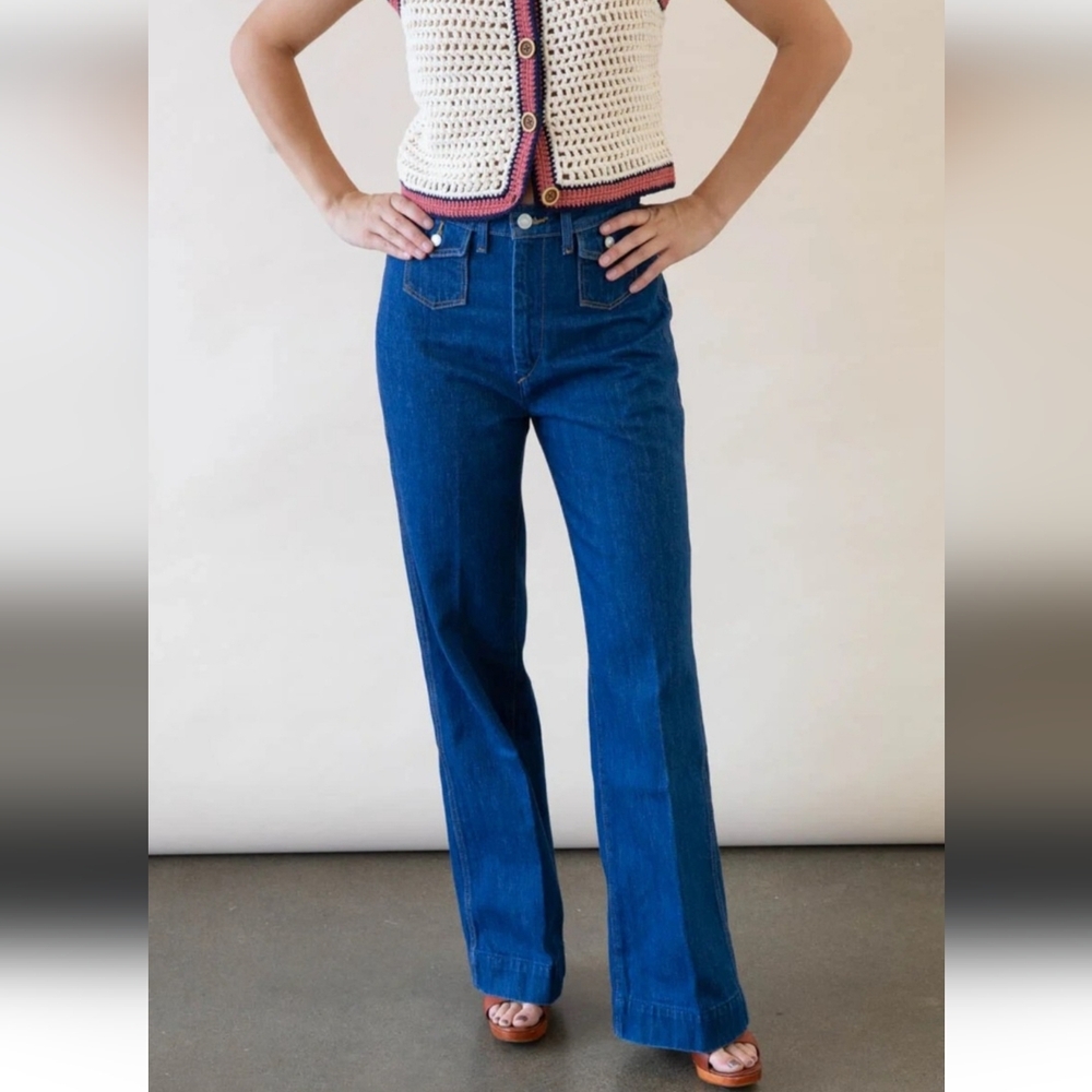 RE/DONE 70's Pocket Wide Leg Jeans Size 28 True Rinsed